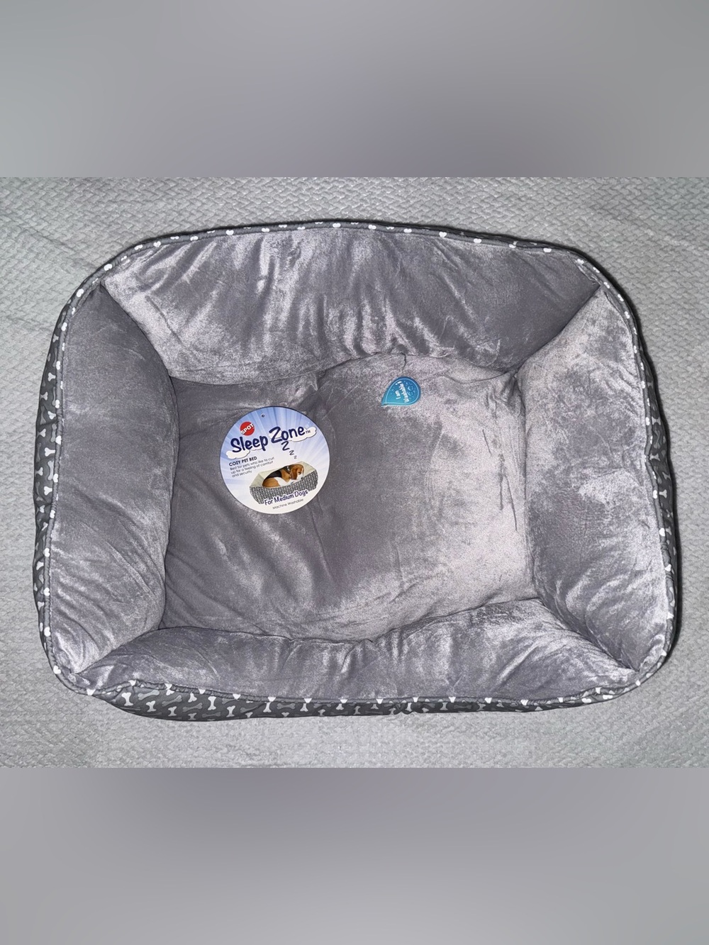 Gray Plush Cozy Pet Bed 26x20x7